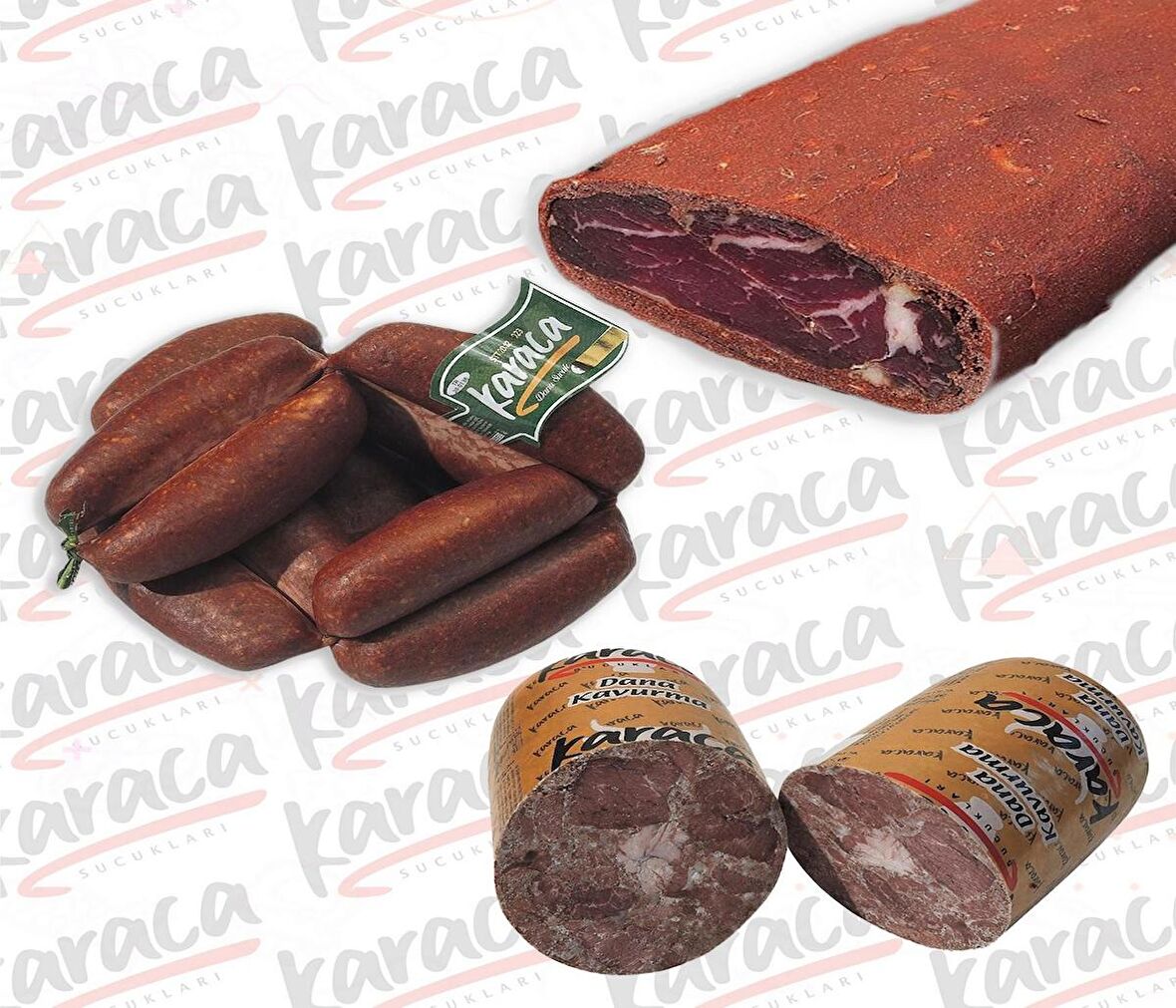 Karaca Yöresel Evlik Sucuk 250 Gr Bonfile Kuşgömü Pastırma 250 Gr Blok Dana Kavurma 250 Gr