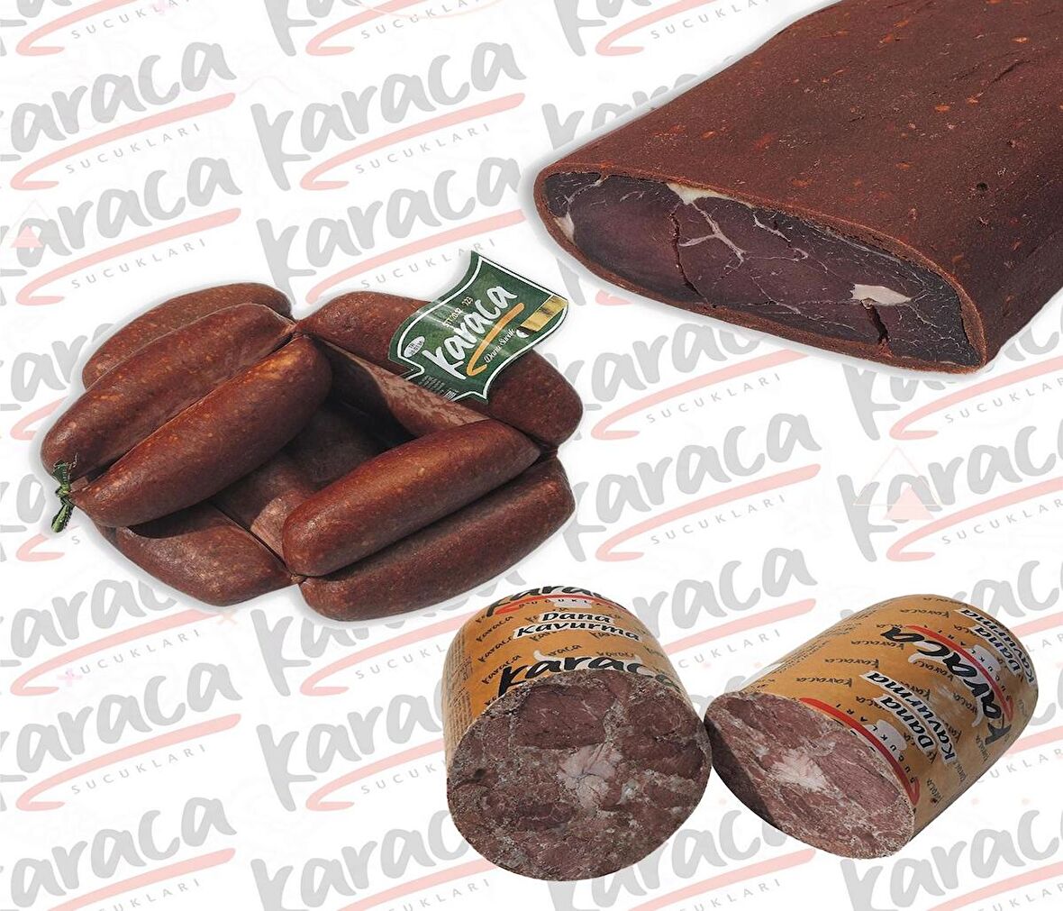 Karaca Yöresel Evlik Sucuk 250 Gr Sırt Çemensiz Pastırma 250 Gr Blok Dana Kavurma 250 Gr