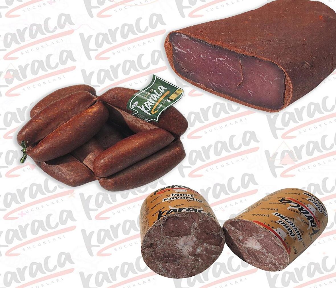 Karaca Yöresel Evlik Sucuk 250 Gr Yağsız Pastırma 250 Gr Blok Dana Kavurma 250 Gr