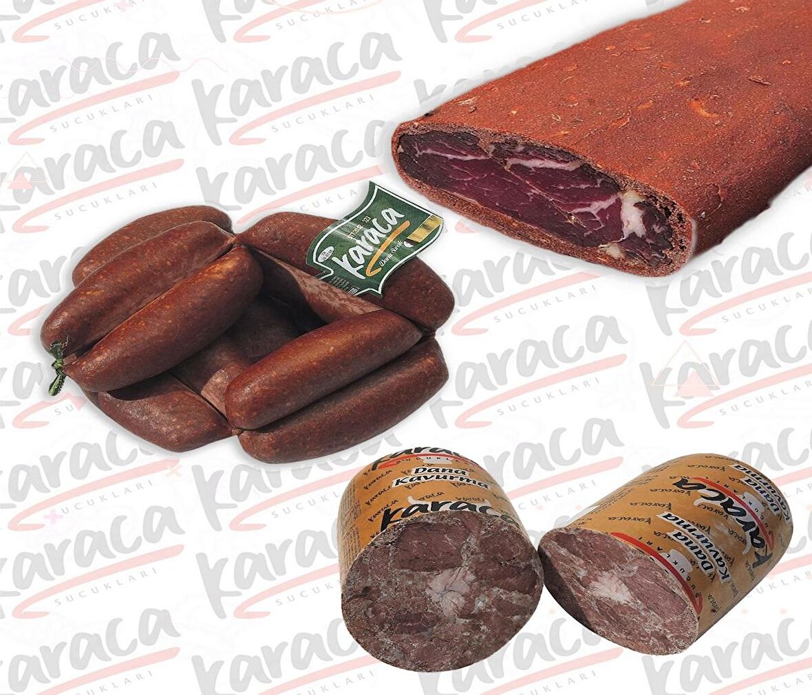 Karaca Yöresel Evlik Sucuk 250 Gr Bonfile Kuşgömü Çemensiz Pastırma 250 Gr Blok Dana Kavurma 250 Gr