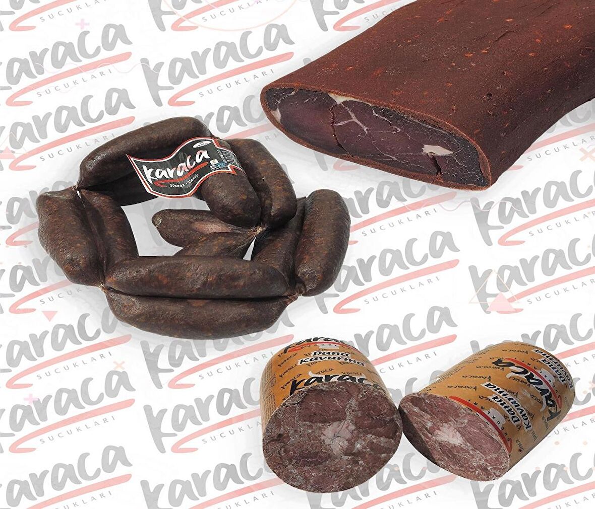 Karaca Yöresel İrişkin Sucuk 250 Gr Sırt Pastırma 250 Gr Blok Dana Kavurma 250 Gr