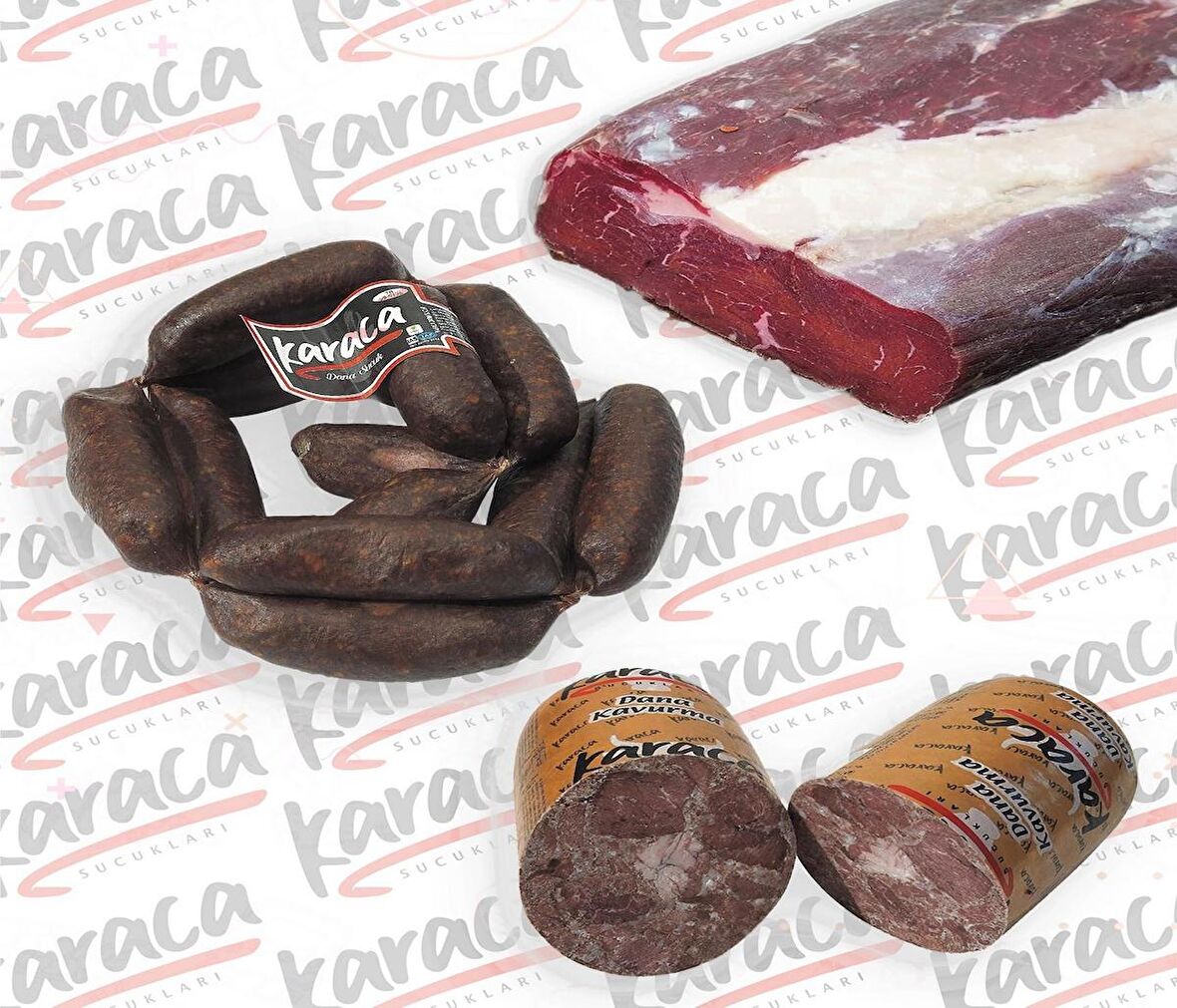 Karaca Yöresel İrişkin Sucuk 250 Gr Sıfır Çemensiz Pastırma 250 Gr Blok Dana Kavurma 250 Gr