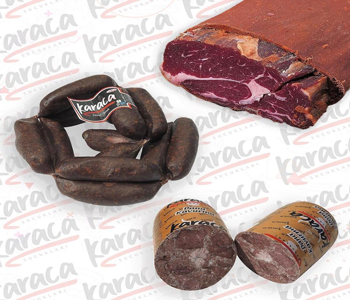 Karaca Yöresel İrişkin Sucuk 250 Gr Antrikot Çemensiz Pastırma 250 Gr Blok Dana Kavurma 250 Gr