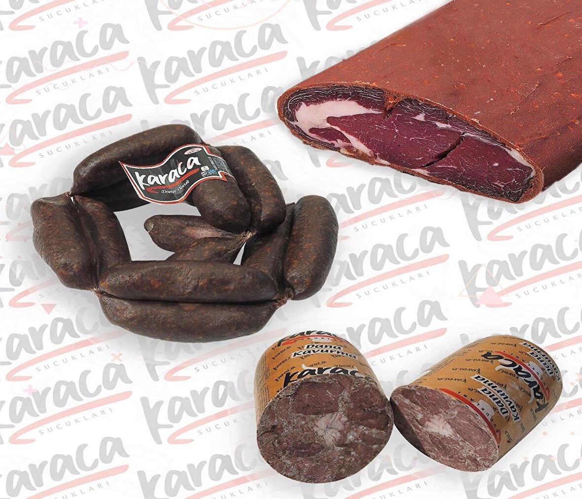 Karaca Yöresel İrişkin Sucuk 250 Gr Tütünlük Çemensiz Pastırma 250 Gr Blok Dana Kavurma 250 Gr