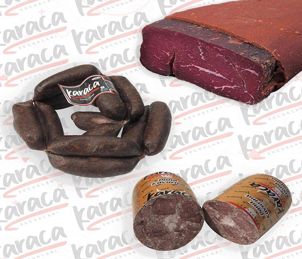 Karaca Yöresel İrişkin Sucuk 250 Gr Yağsız Çemensiz Pastırma 250 Gr Blok Dana Kavurma 250 Gr