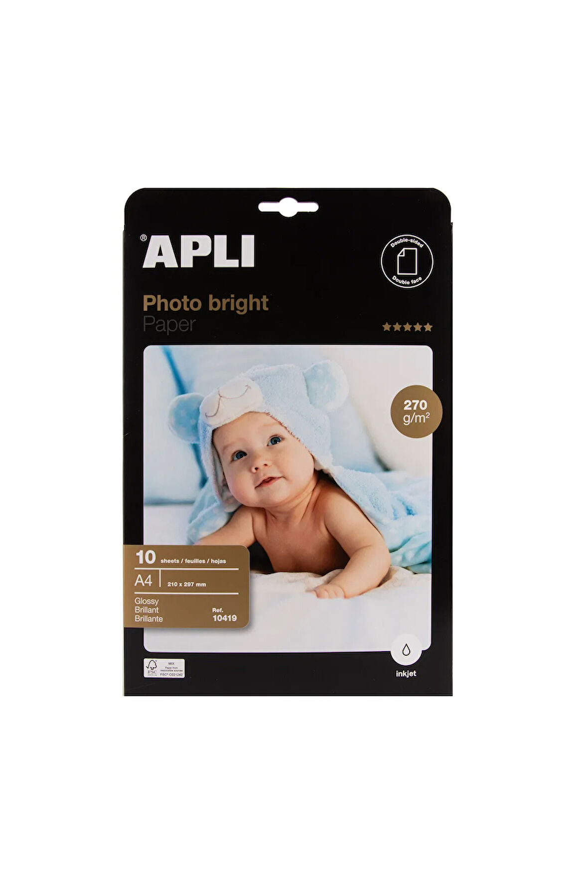 APLI 10419 FOTOĞRAF KAĞIDI Photobright çift taraflı A4 270 gr 10 yaprak