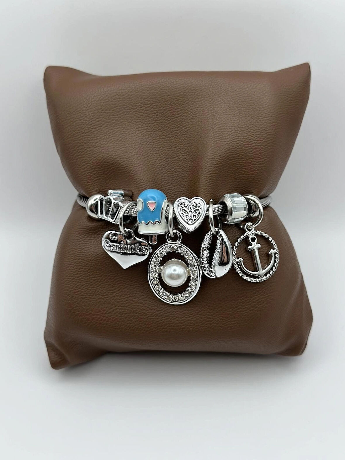 Çelik Silver İncili Pandora Bileklik