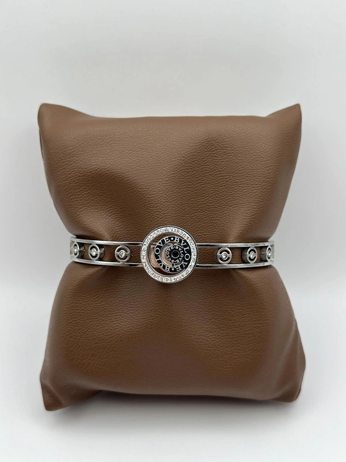 Çelik Silver Zirkon Taşlı Kelepçe Bileklik