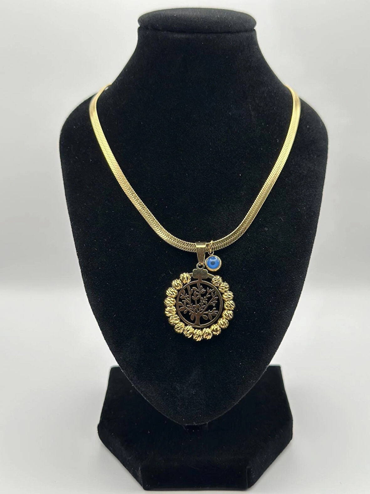 Çelik İtalyan Ezmeli Dorikalı Yaşam Ağaçlı Kolye