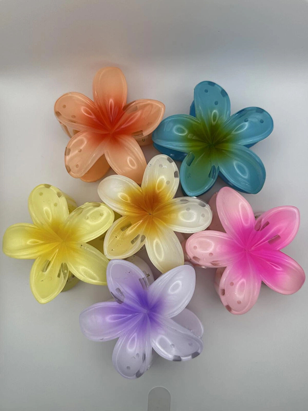 Renkli Büyük Boy Lotus Çiçeği Toka (8 cm)- 6’lı