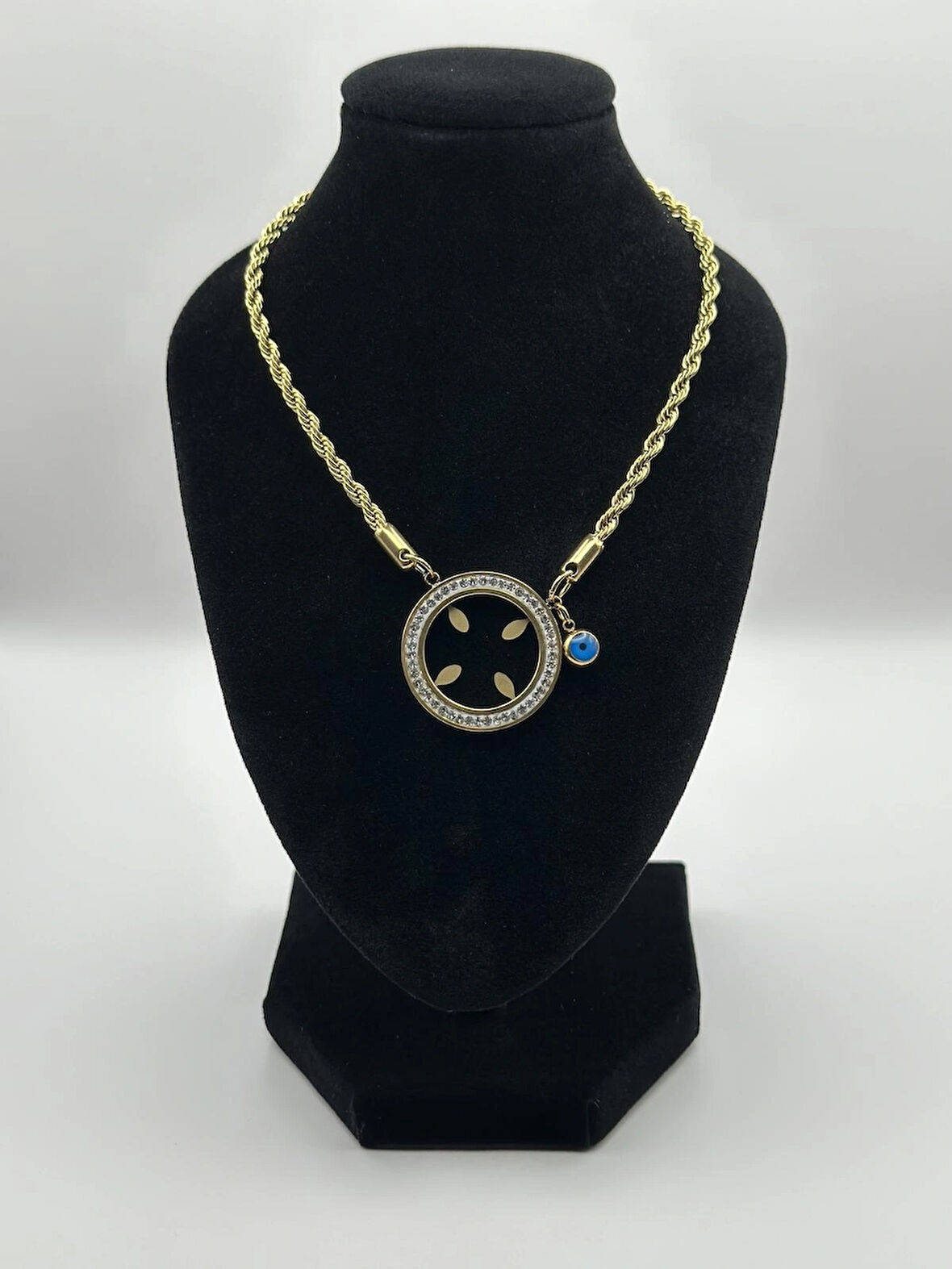 Çelik Çeyrek Altın Takılabilen Kolye