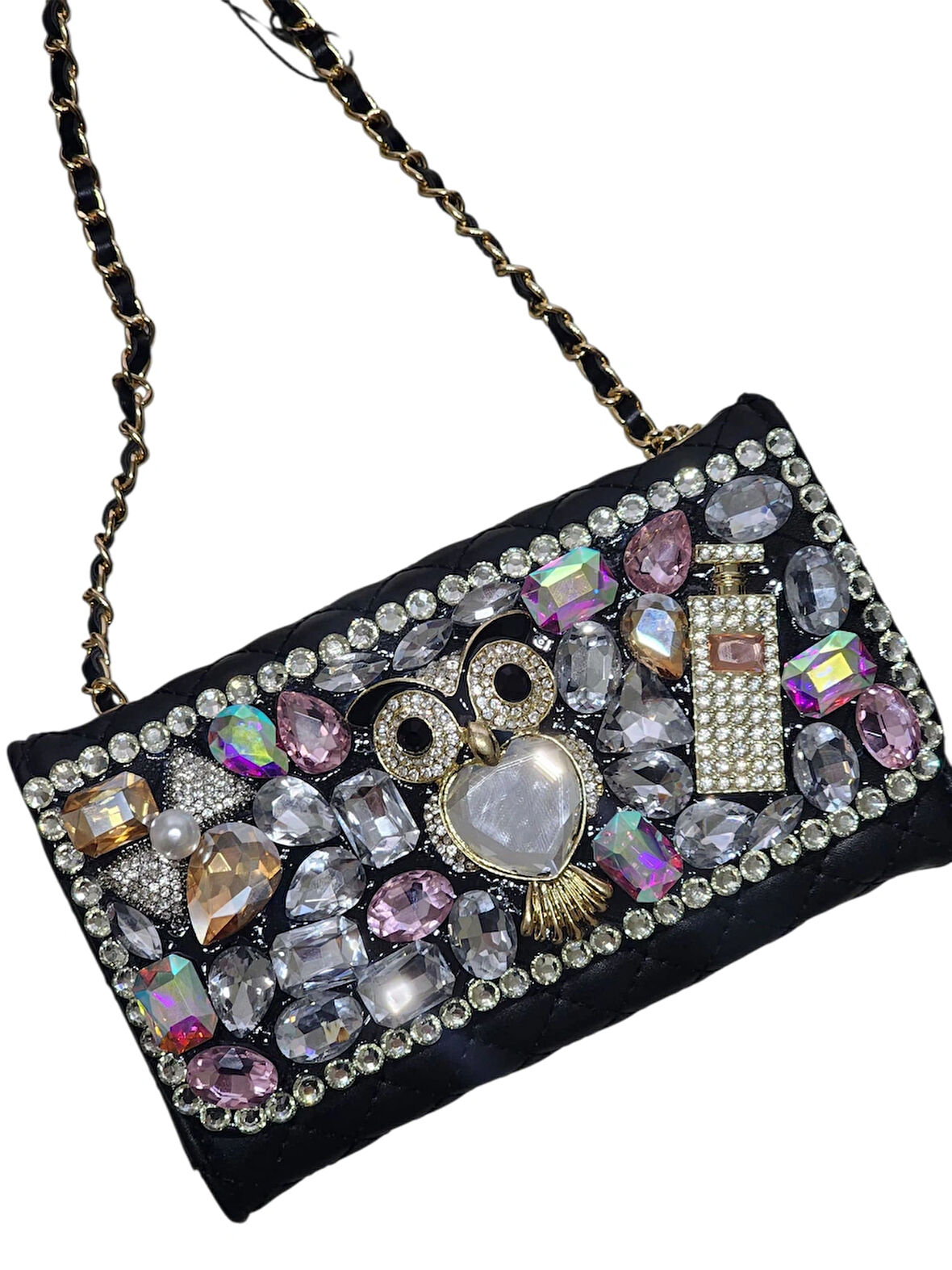 Kristal Taşlı Figür Model ( Mini Boy ) Çapraz-cüzdan Omuz Çantası
