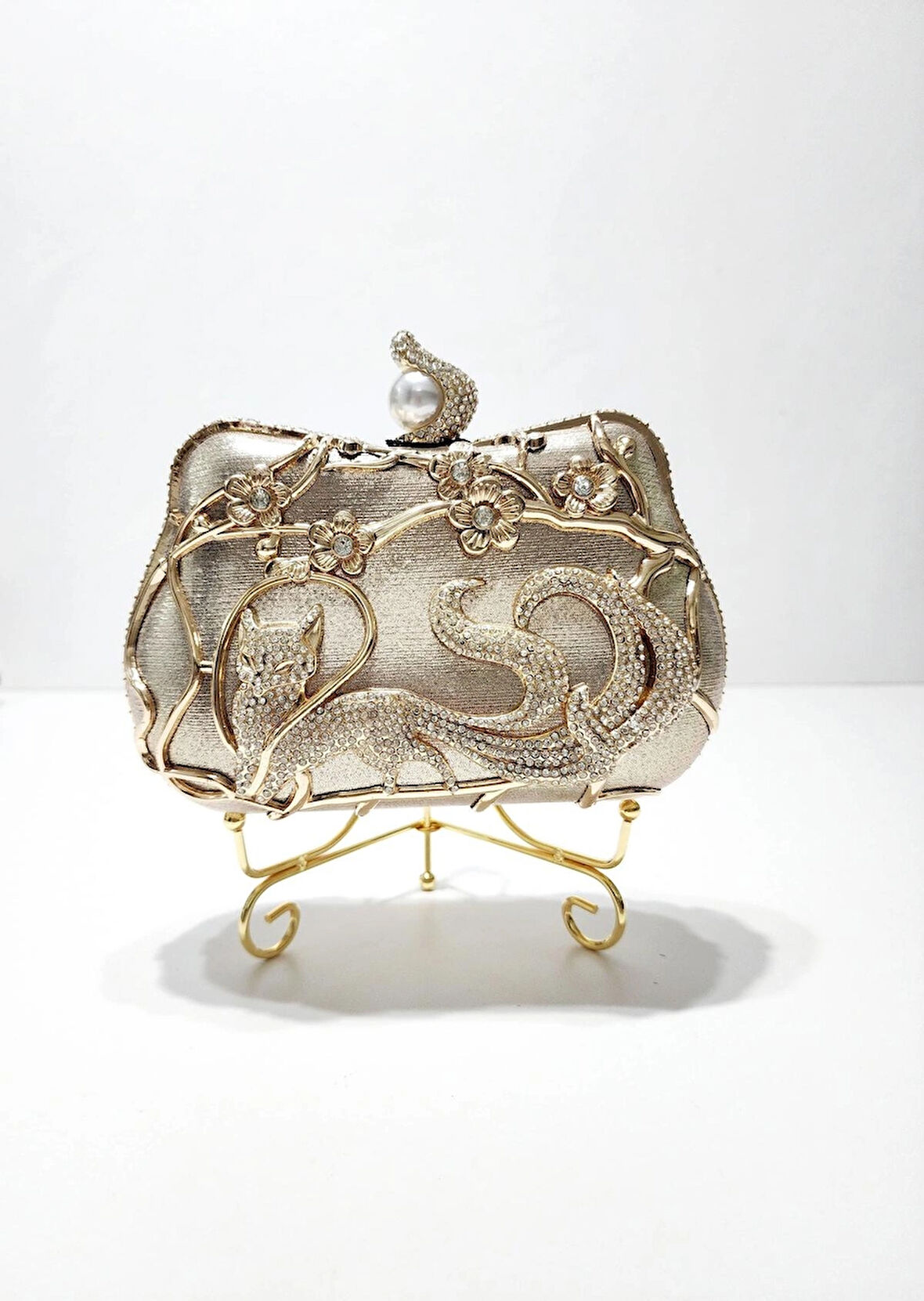 BRİDE-AFTER PARTİ KRİSTAL TAŞ  DETAYLI  FİGÜR MODEL KADIN ABİYE EL-OMUZ ÇANTASI