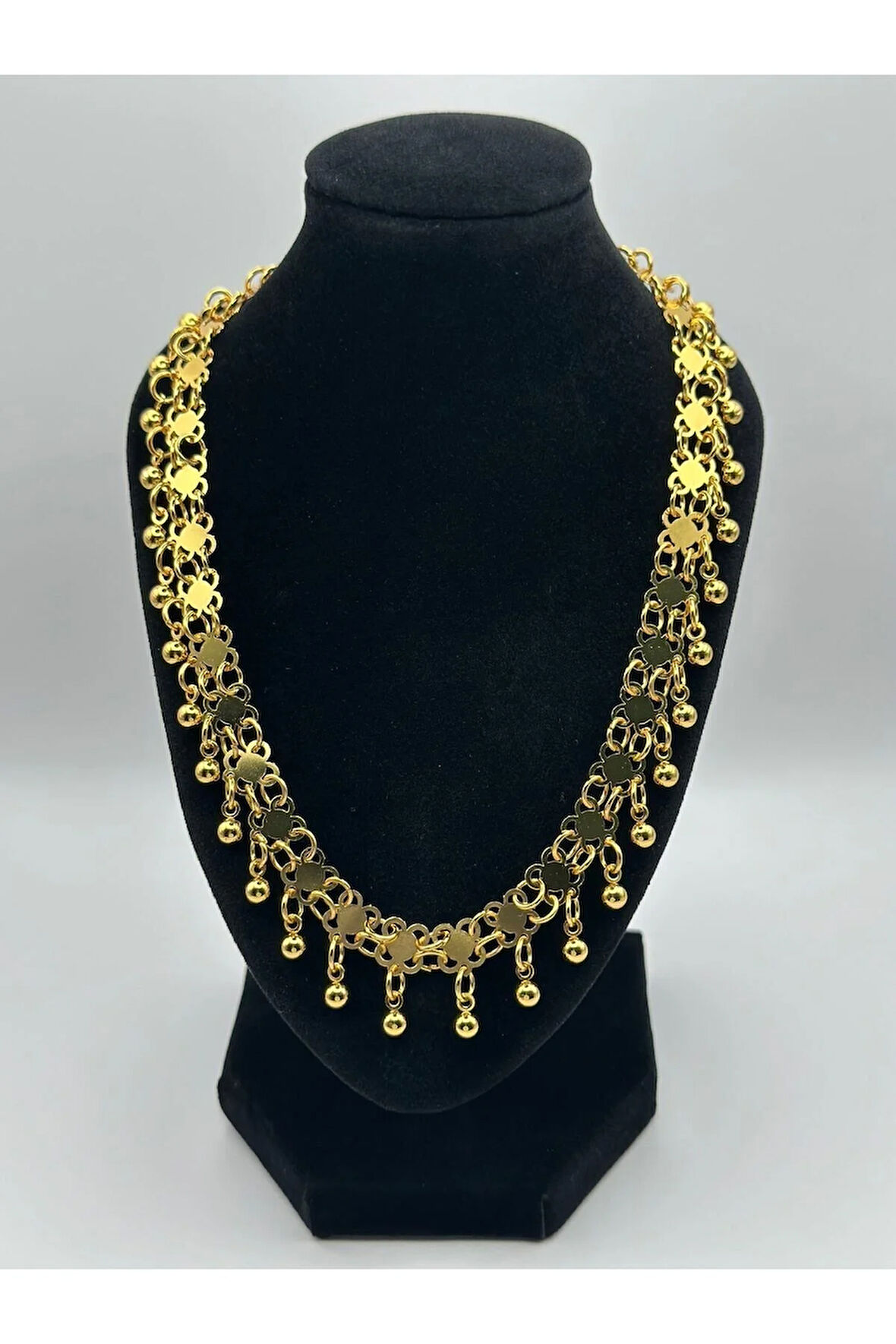 Çelik 22 Ayar Altın Kaplama Kişnişli Kolye