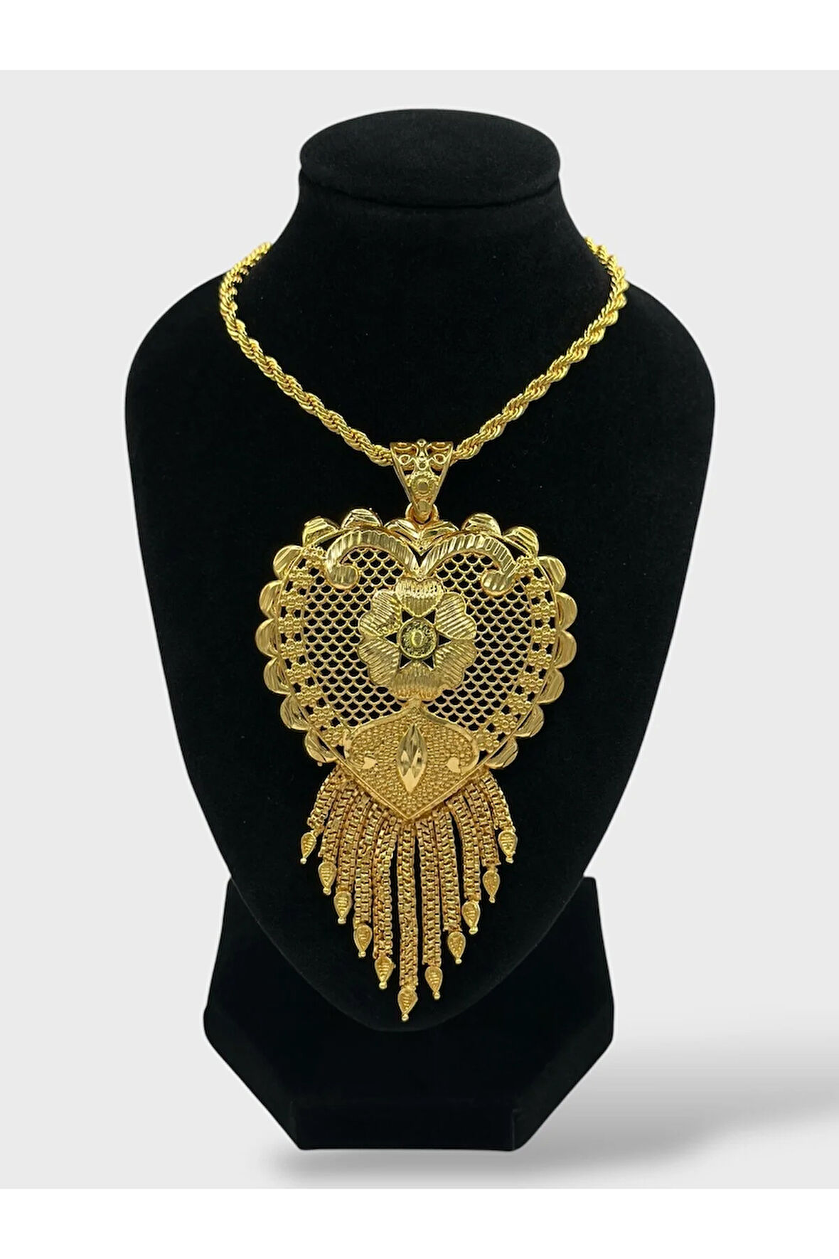 Çelik 22 Ayar Altın Kaplama Hint Kolye