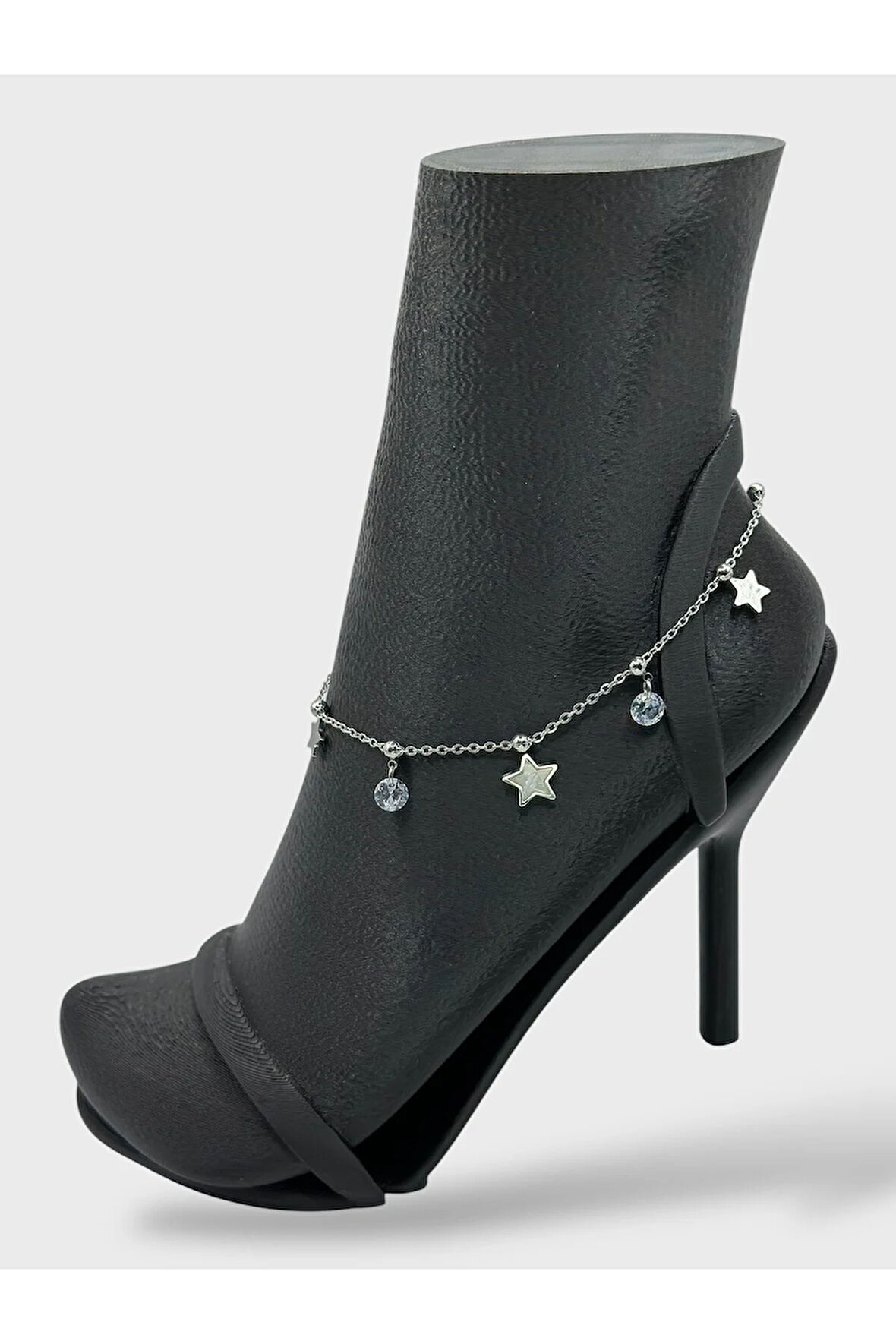 Çelik Zirkon Taşlı Yıldızlı Halhal