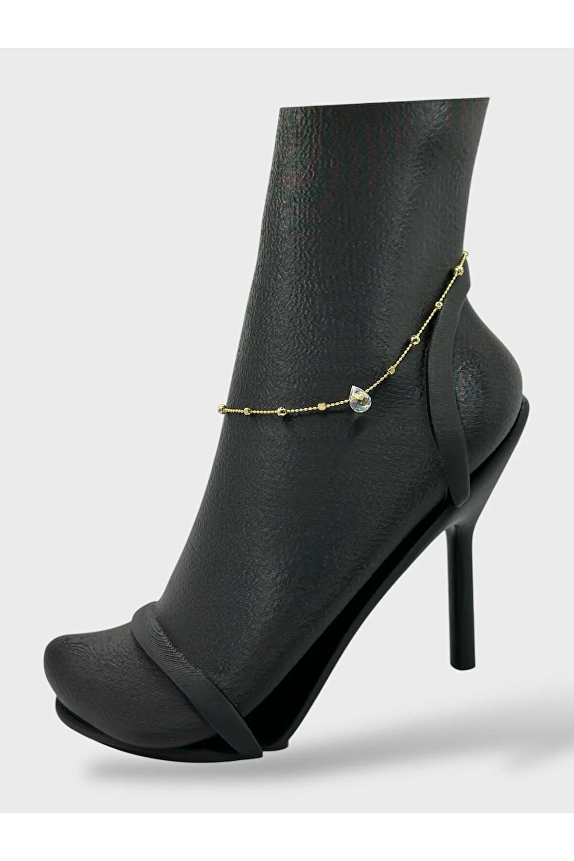 Çelik Zirkon Taşlı Damla Dorikalı Halhal