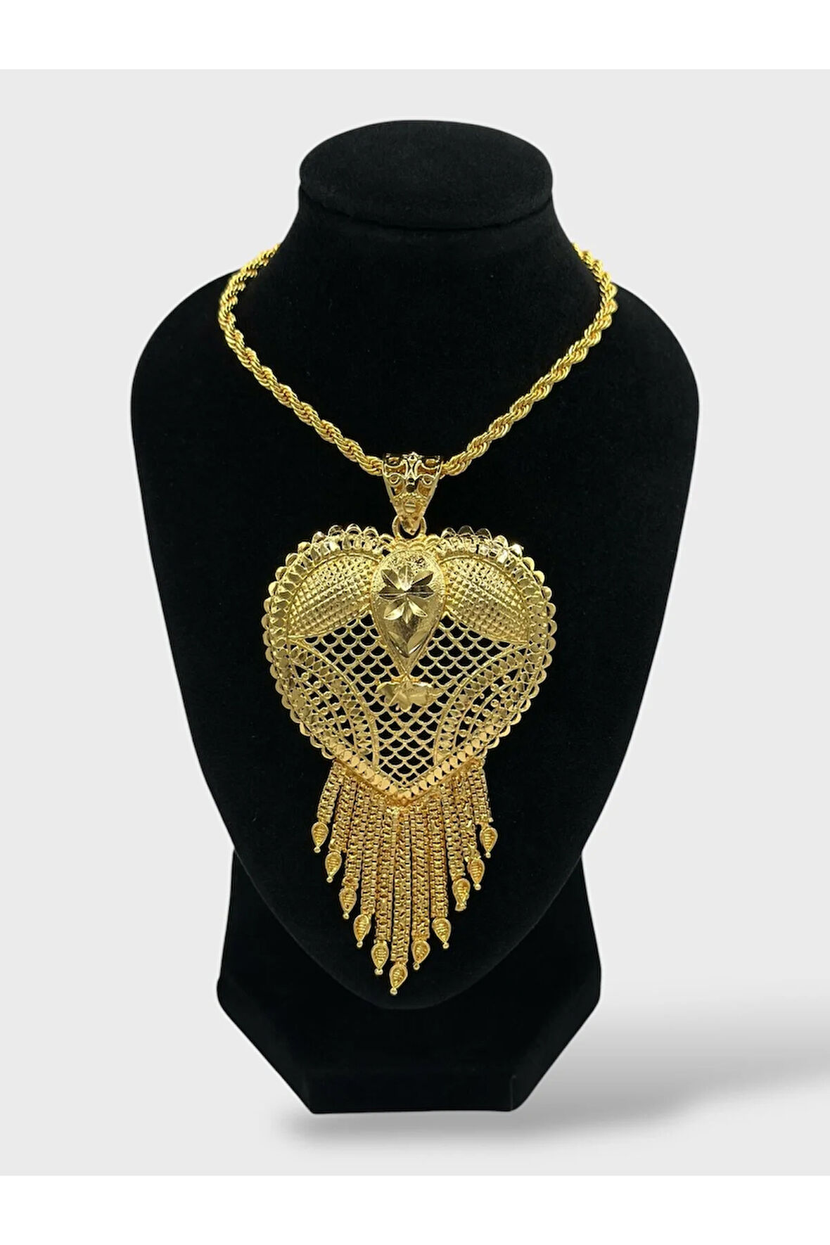 Çelik 22 Ayar Altın Kaplama Hint Kolye