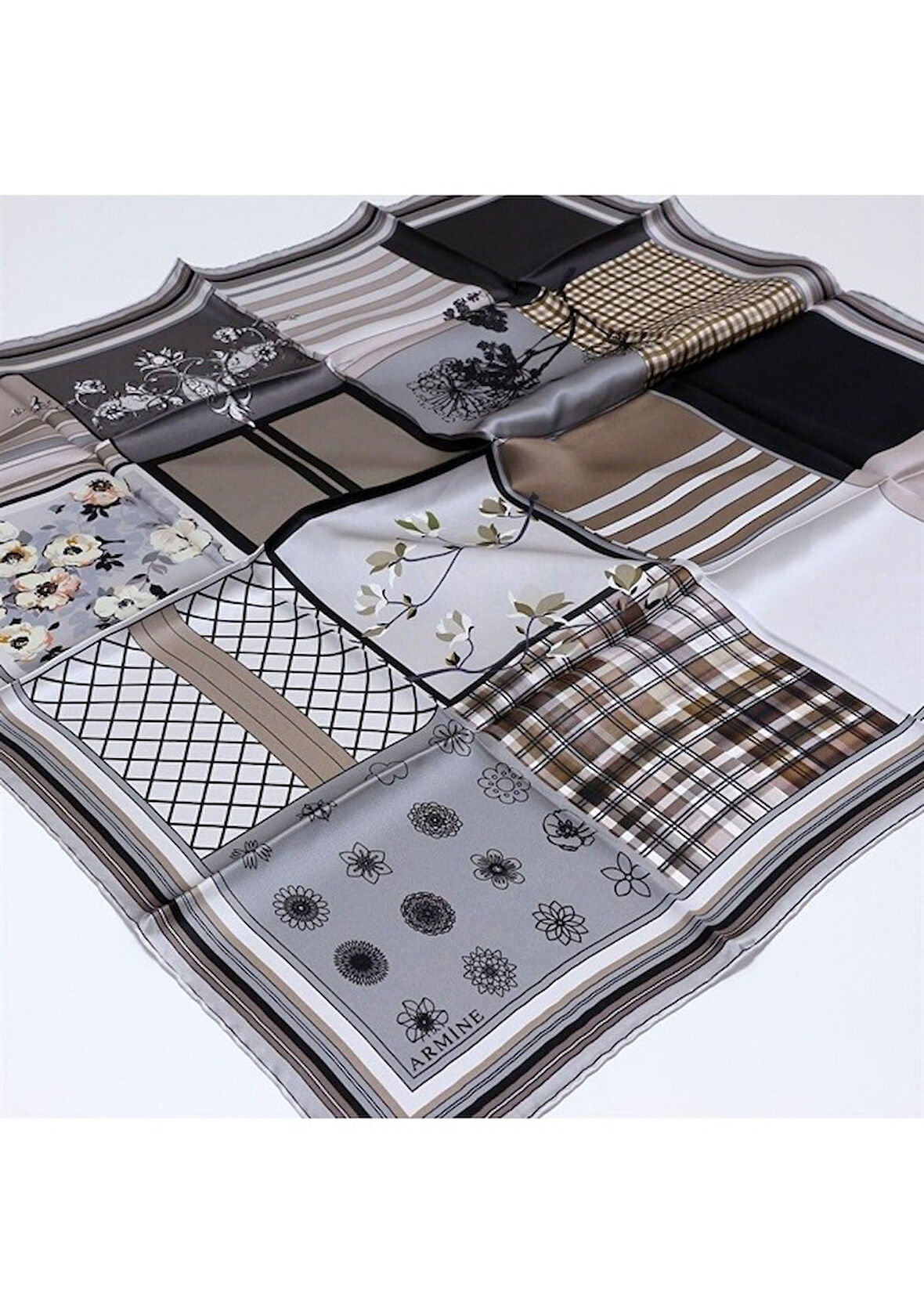 Armine Nostalji Serisi İpek Twill Eşarp 8303D-34