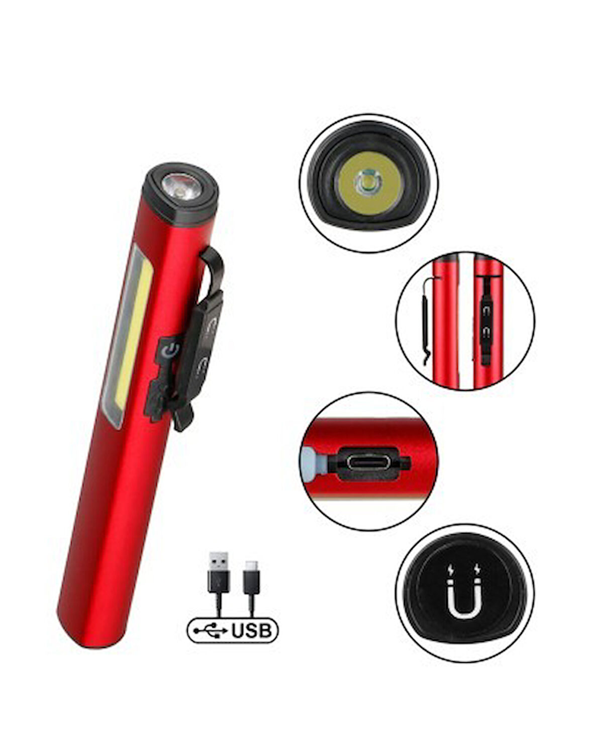 ŞARJLI MIKNATISLI ÇALIŞMA LAMBASI CEP FENERİ