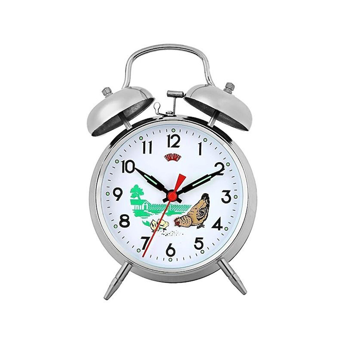 Metal Kurmalı Masa Saati Tavuklu Saat Büyük Boy