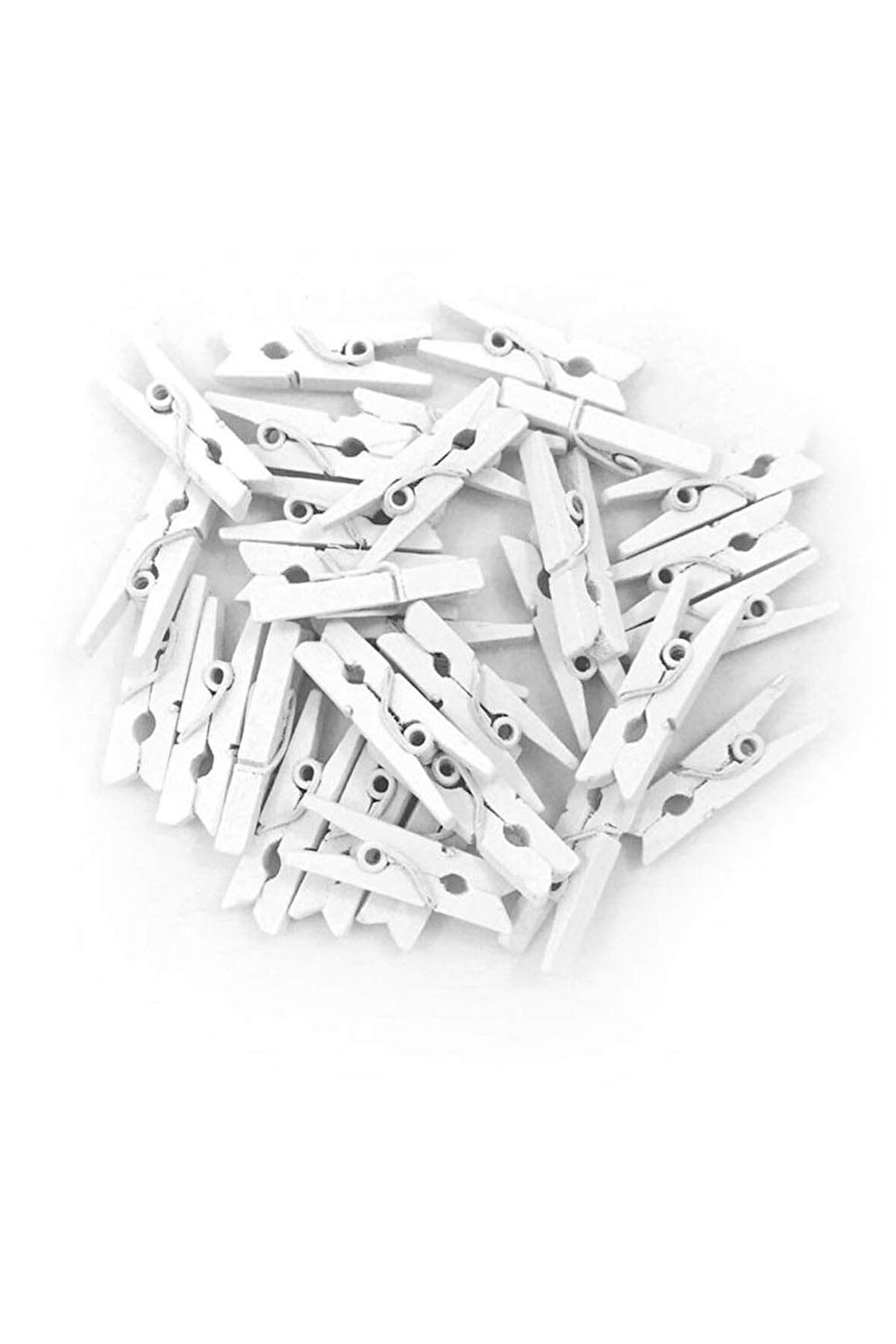 Fotoğraf Albüm 100'lü Beyaz Ahşap Mandal 2.5cm (10'lu Paket-1000 Adet)