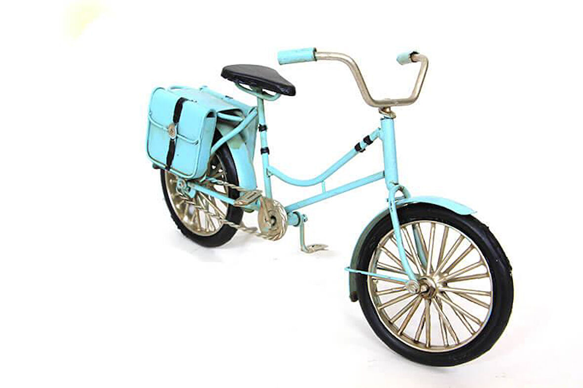 Dekoratif Metal Bisiklet Çantalı Vintage Biblo Ofis Ev Hediyelik