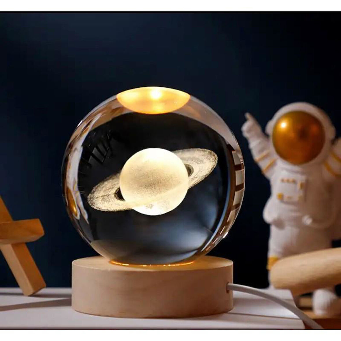 Galaksi Renk Değiştiren Işıklı Cam Küre 6cm