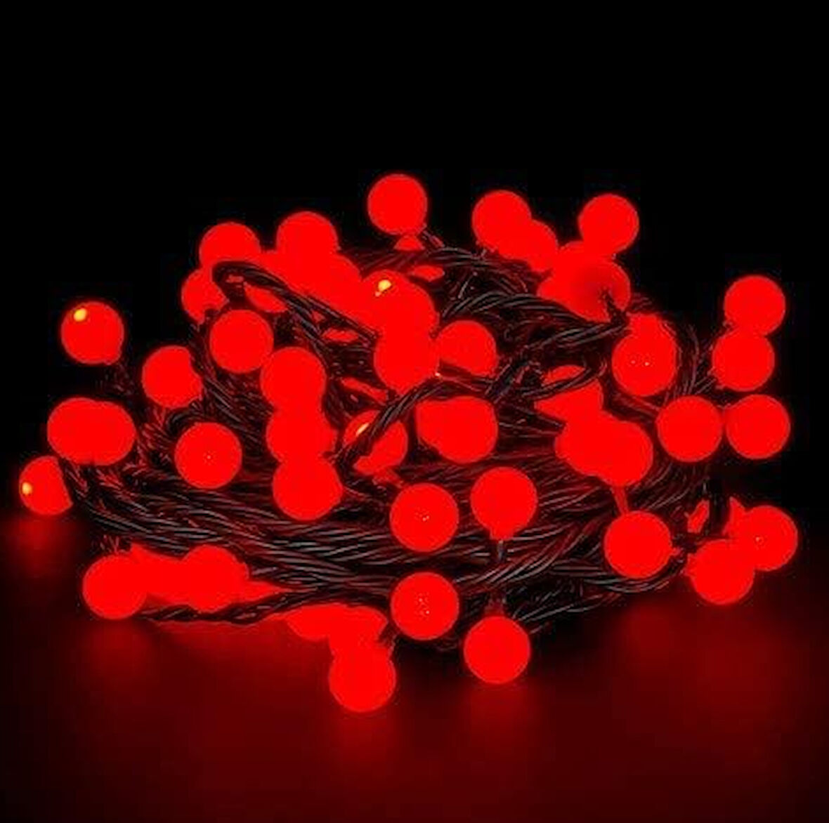 5m 28 Led Kırmızı Işık Siyah Kablo Fişli