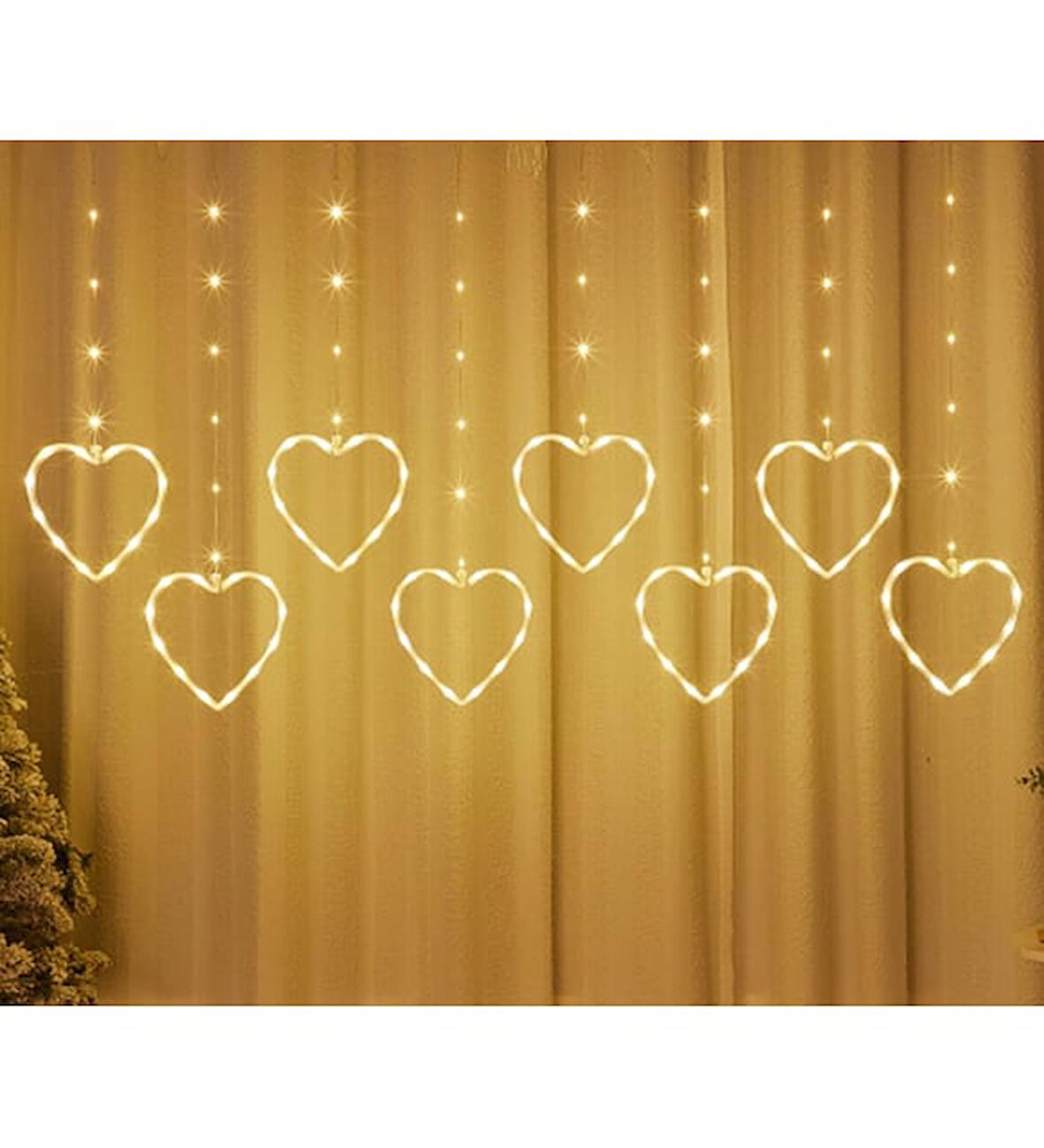 Kalpli Perde LED Işıklar, Sevgililer Günü Romantik LED Aydınlatma