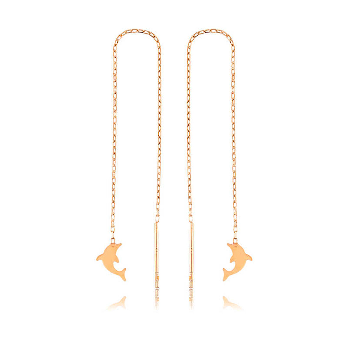 925 Ayar Gümüş Zincirli Yunus Balığı Küpe