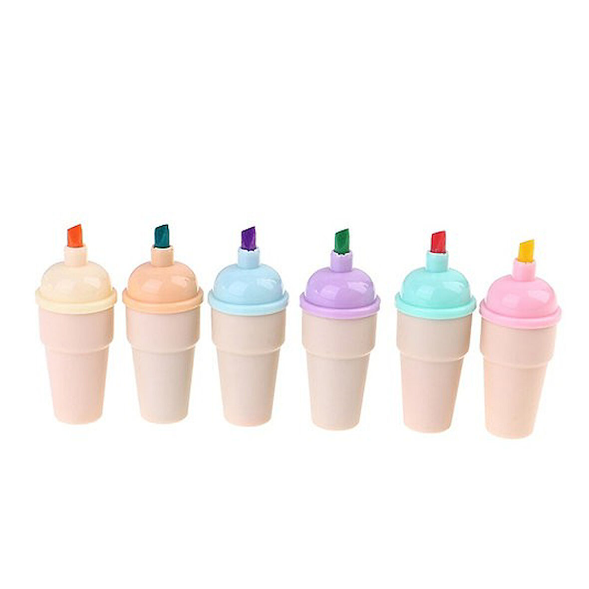 Külah Dondurma 6 Lı Mini Fosforlu Kalem Seti