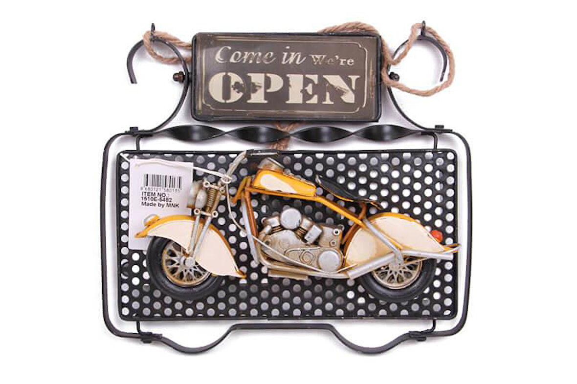 Dekoratif Metal Kapı Yazısı Motosiklet Dekorlu Vintage Hediyelik