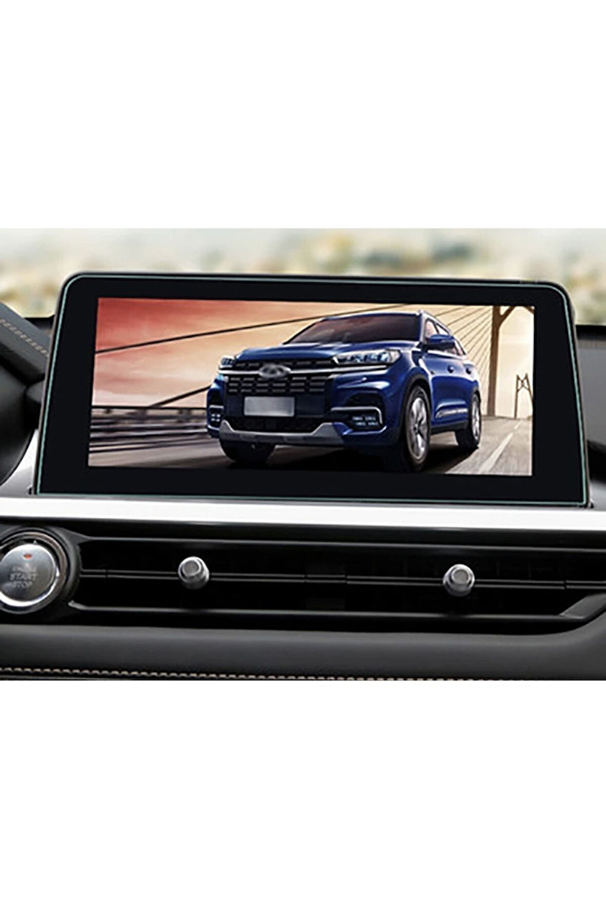 Chery Tiggo 7 Pro Uyumlu 10 Inc Multimedya Ekran Koruyucu Kırılmaz Şeffaf Temperli Cam