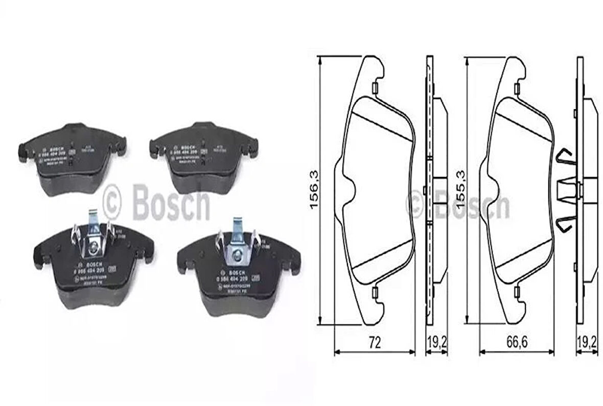 Volvo S60 2010 Sonrası, S80 2006 Sonrası, V60 V70 2006 Sonrası, XC70 2006 Sonrası / Ford S-Max 2006 Sonrası, Mondeo IV 2007 Sonrası, Galaxy III 2006 Sonrası / Freelander II 2007 Sonrası Ön Fren Balatası (Bosch1)