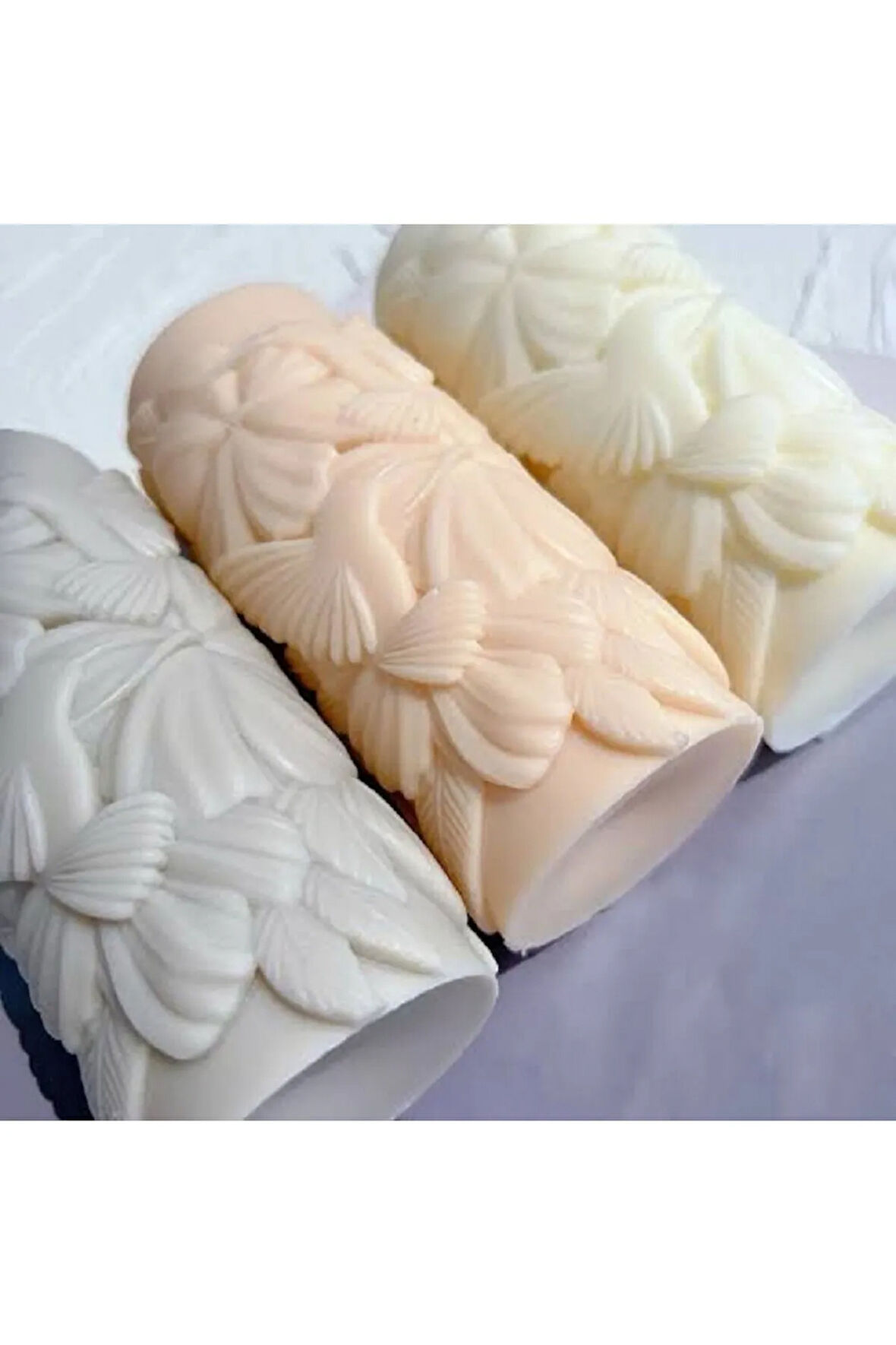 Kuş detaylı silindir mum silikon kalıbı - Dekoratif silindir kuş detaylı mum silikon kalbıı