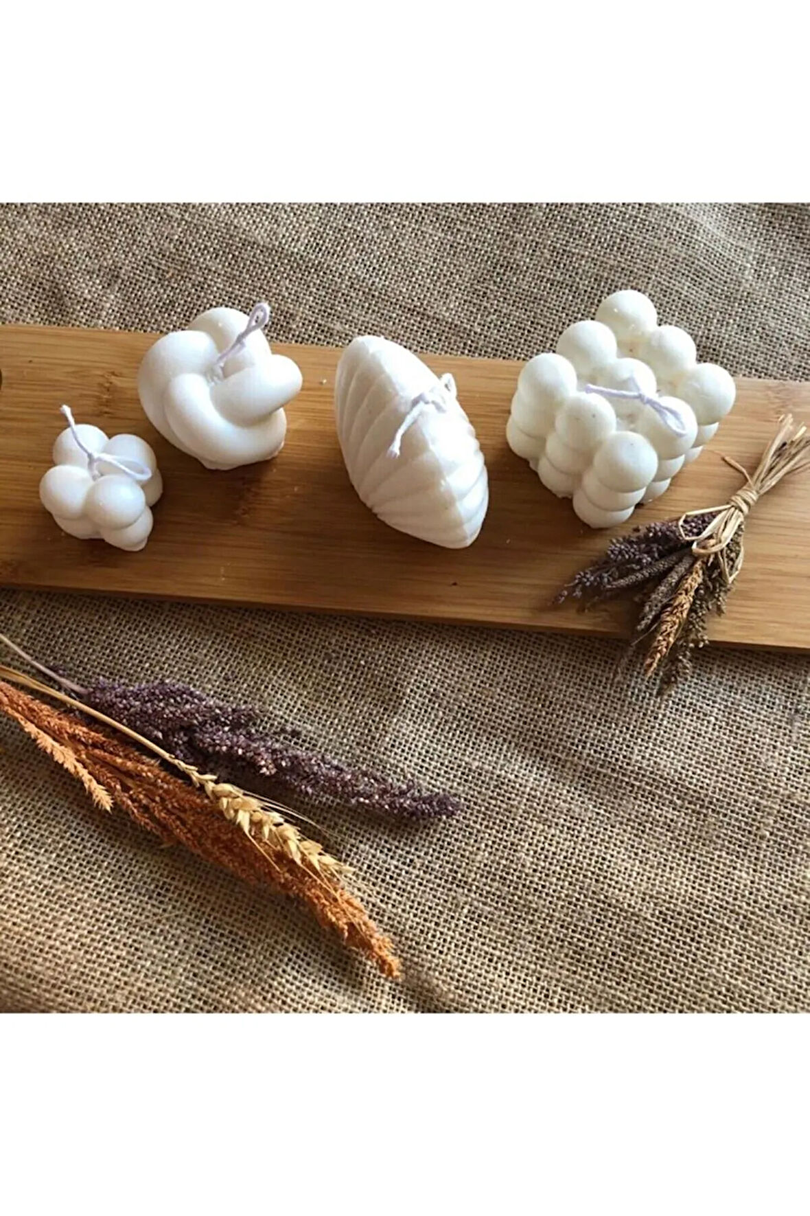 Kare Bubble Istiridye Düğüm Minik Bubble Mum Silikon Kalıbı Seti 4 Lü Set