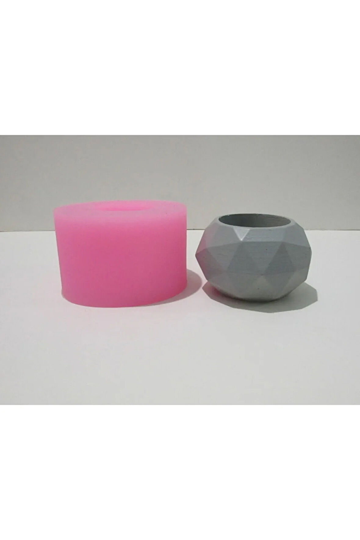 Geometrik Desen Saksı Silikon Kalıbı -3 Mum Kokulutaş Sabun Kalıbı