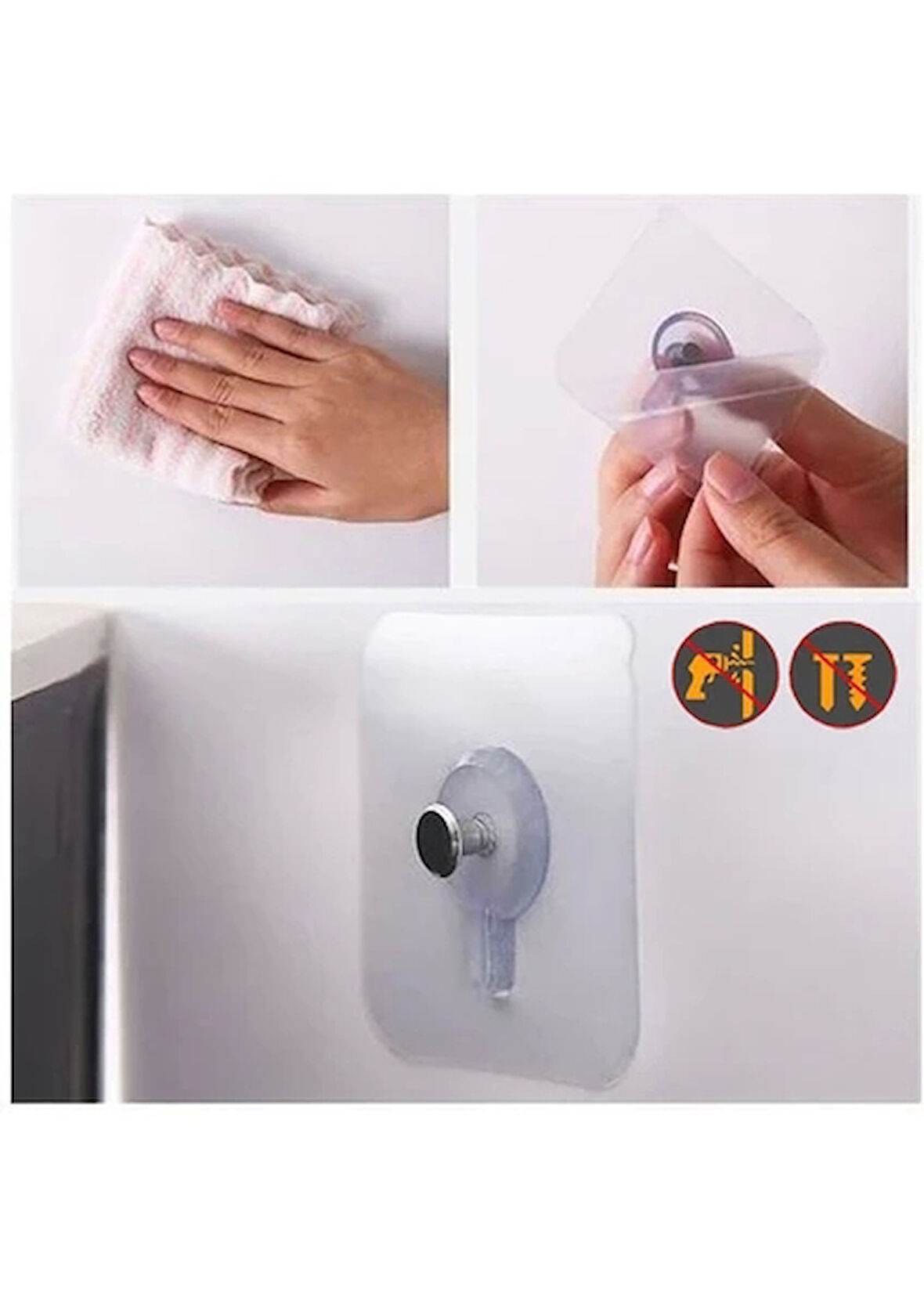 SÜPER GÜÇLÜ ÇERÇEVE ASKISI PİN DELGİSİZ VİDALI TIRNAK KANCA YAPIŞKANLI RAF TUTUCU ASKI 50 Lİ