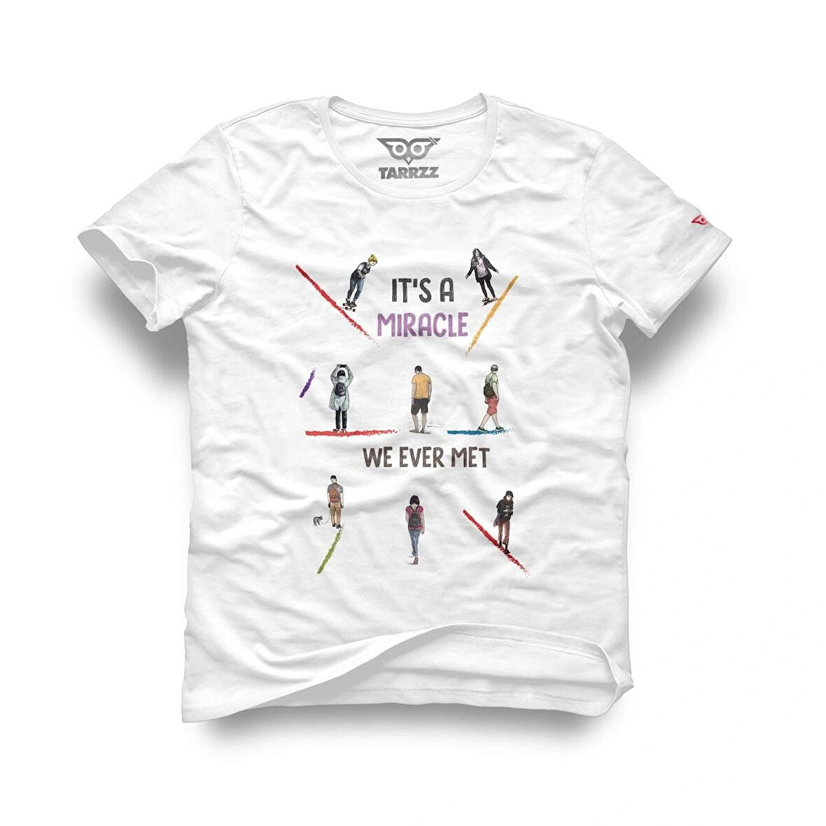 Tarrzz Miracle  Tasarım Tişört Sanatsal Baskılı Tişört %100 Pamuklu Beyaz  Bisiklet Yaka Kısa Kollu Tasarım Tshirt