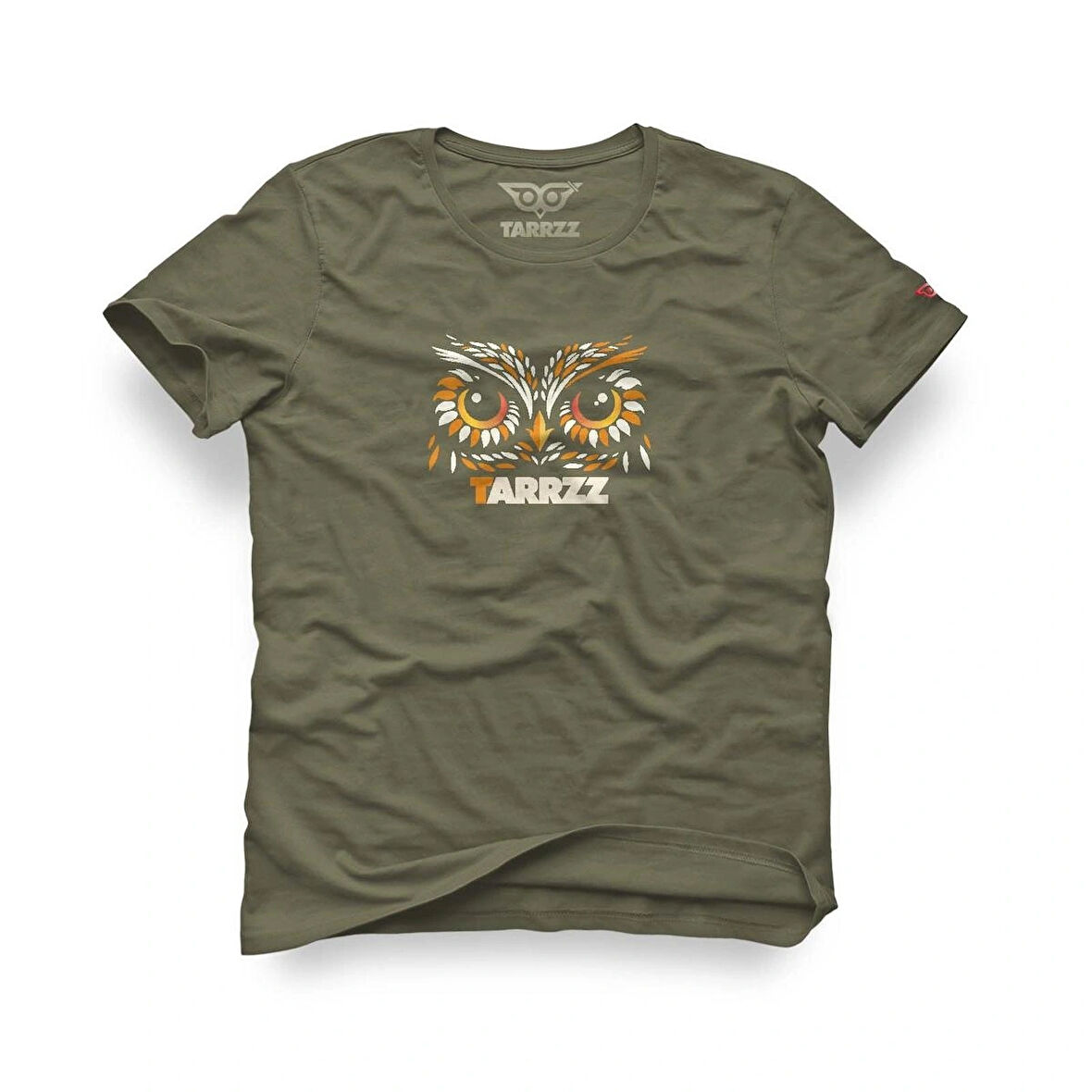 Tarrzz Brand Name Tasarım Tişört Sanatsal Baskılı Tişört %100 Pamuklu Haki Yeşili Bisiklet Yaka Kısa Kollu Tasarım Tshirt