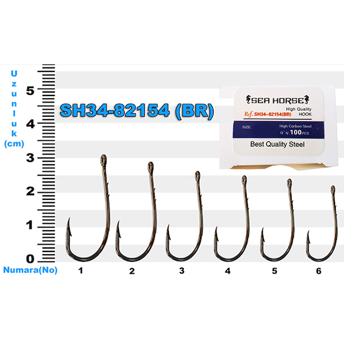 SH34-82154 Sea Horse No: 5/0 Bronz İğne (100'lü)