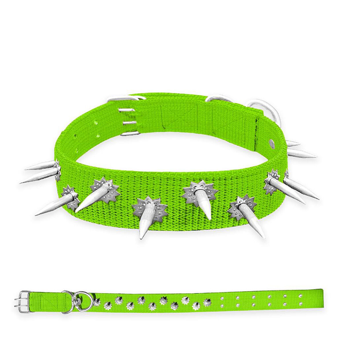 Dokuma Çivili Köpek Boyun Tasması - 5*80 cm - Yeşil