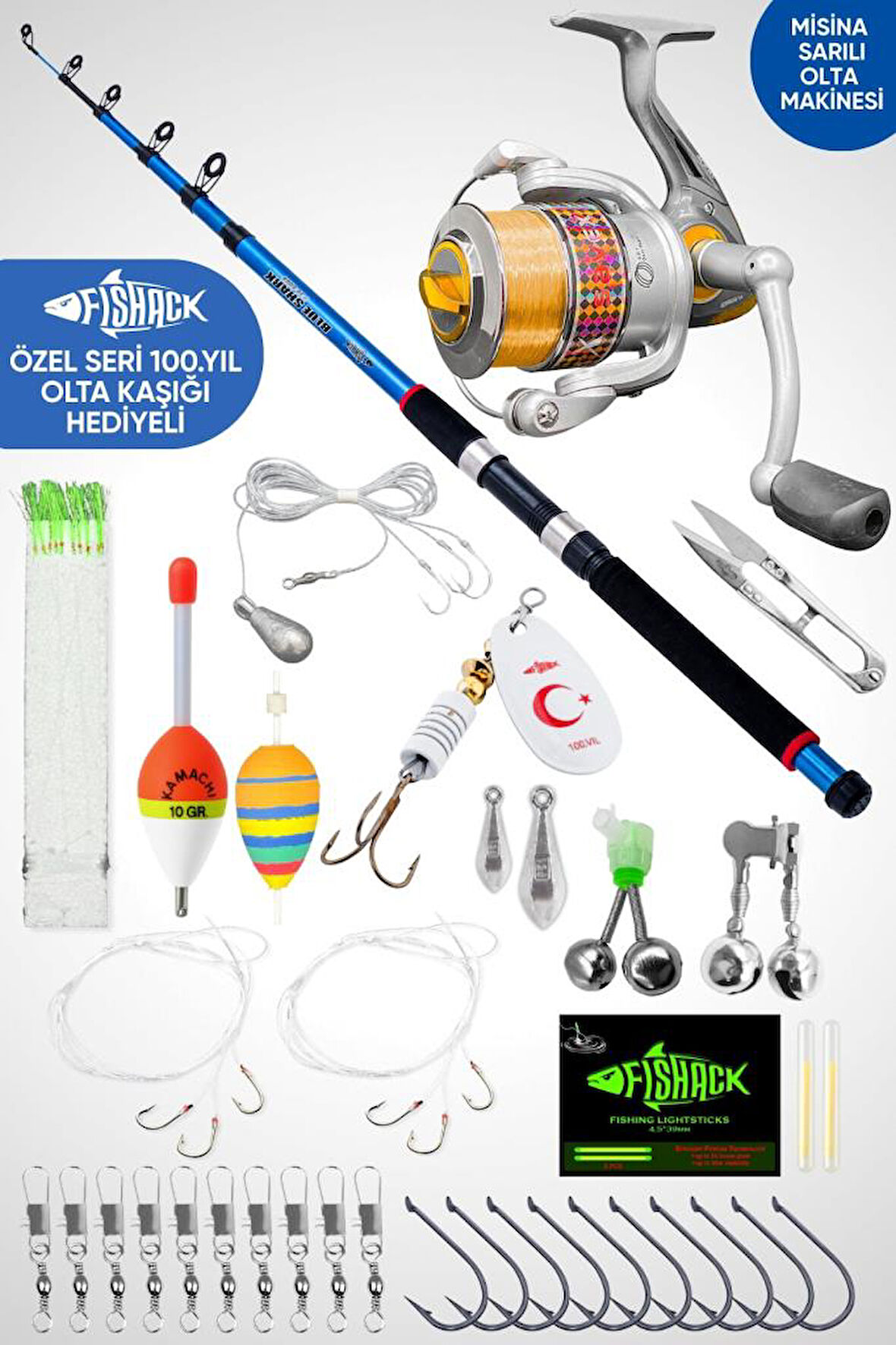 35 Parça Tam Takım Olta Seti - 300cm Kamış 30-60GR / 40'lık Makine (XB) - Tüm Deniz ve Göller İçin