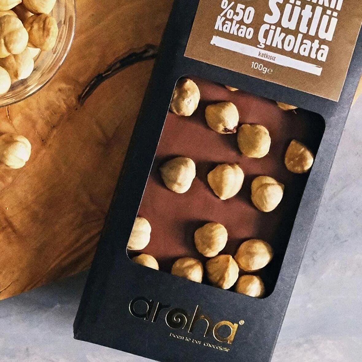 %50 Kakao Fındıklı Sütlü Çikolata. 100 Gr.