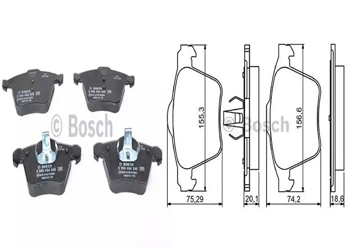Volvo S60 2010 Sonrası, S80 2006 Sonrası, V70 2006 Sonrası, XC70 2006 Sonrası, XC90 / Ford S-Max 2006 Sonrası, Galaxy 2006 Sonrası / Jaguar XF 2008 Sonrası, XJ 2009 Sonrası, XK 2006 Sonrası Ön Fren Balatası (Bosch1)