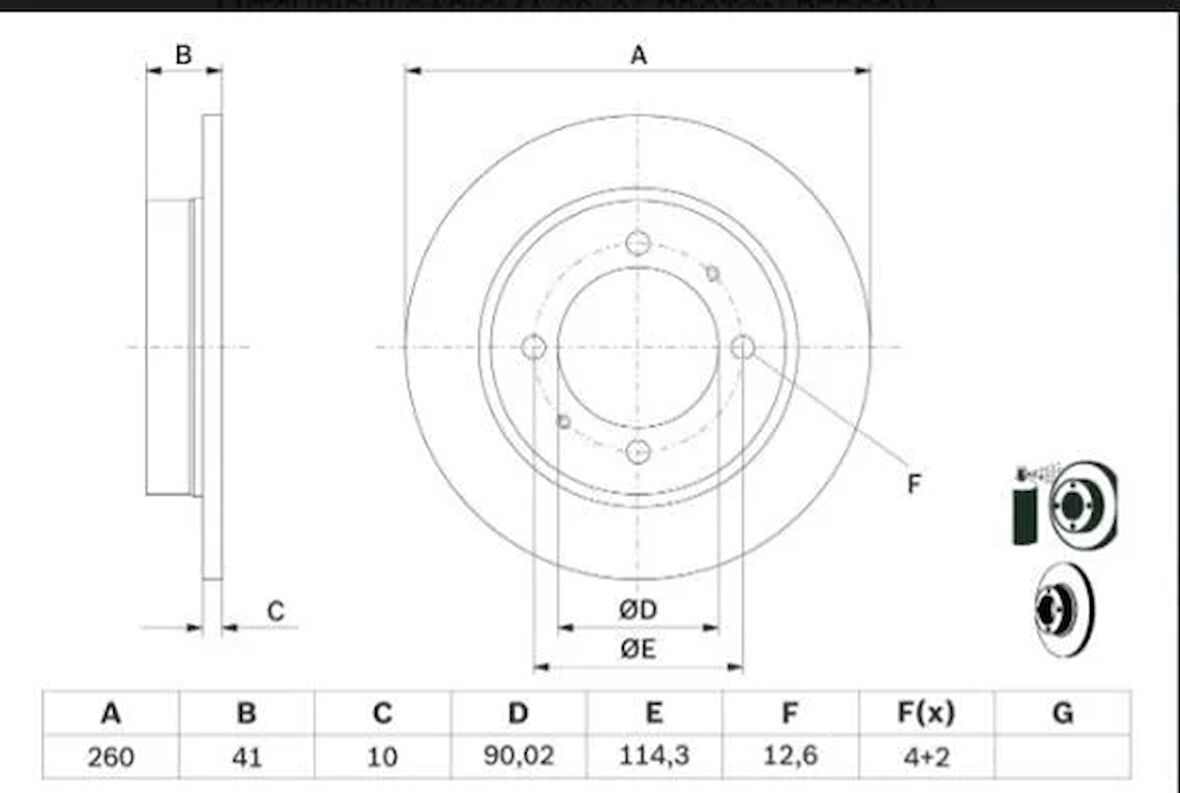 Volvo C70 1995 Sonrası Space Star 1998 Sonrası S40 1995 Sonrası V40 1995 Sonrası Arka Fren Diski 260 mm Düz (Bosch)