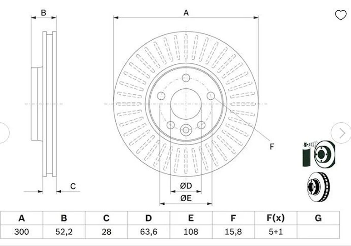 Ford S-Max 2006> Mondeo IV 2007> Galaxy III 2006> / Volvo S60 2010> S80 2006> V60 V70 2006> XC70 2006> / LR Evoque 2011> Discovery Sport 2015> / Freelander II 2007> Ön Fren Diski Kaplamalı (Bosch)