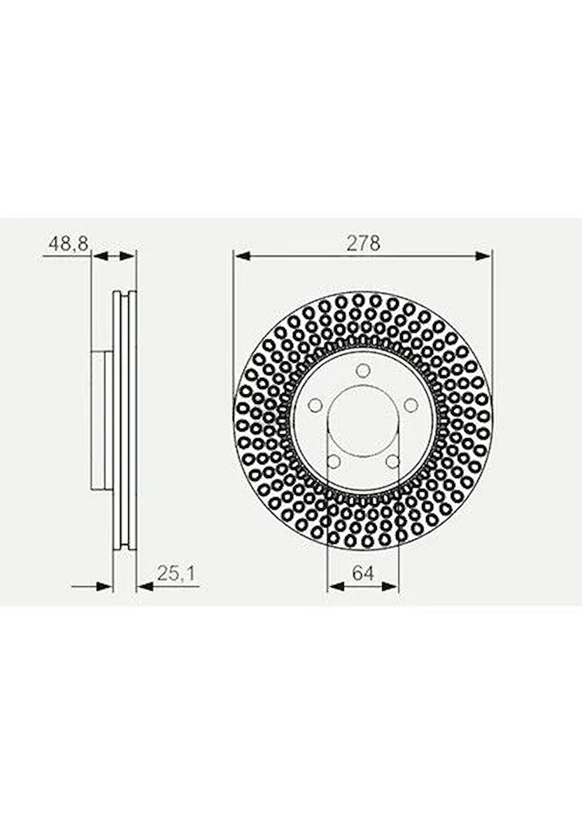 Volvo V40 2012-2015 Arası Uyumlu Ön Fren Diski 278 mm Havalı