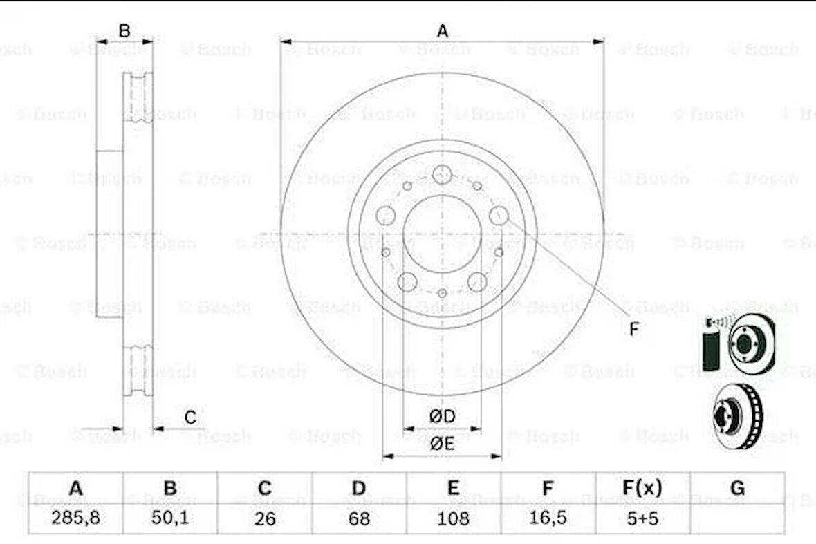 Volvo S60 2000 Sonrası S80 1998 Sonrası V70 2000 Sonrası XC70 2000 Sonrası Ön Fren Diski 285,5 mm Havalı